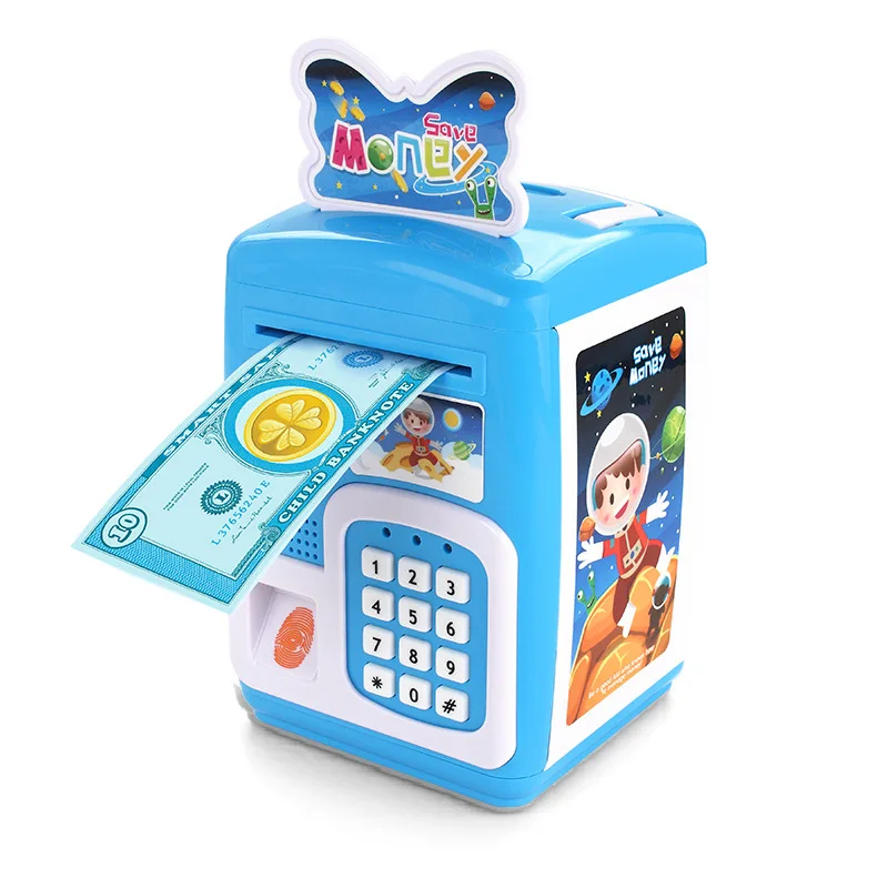 

Light And Sound Safe Box CHILDREN'S Toy Model ATM Coin Bank Mini Fingerprint Password Safety Box Toy