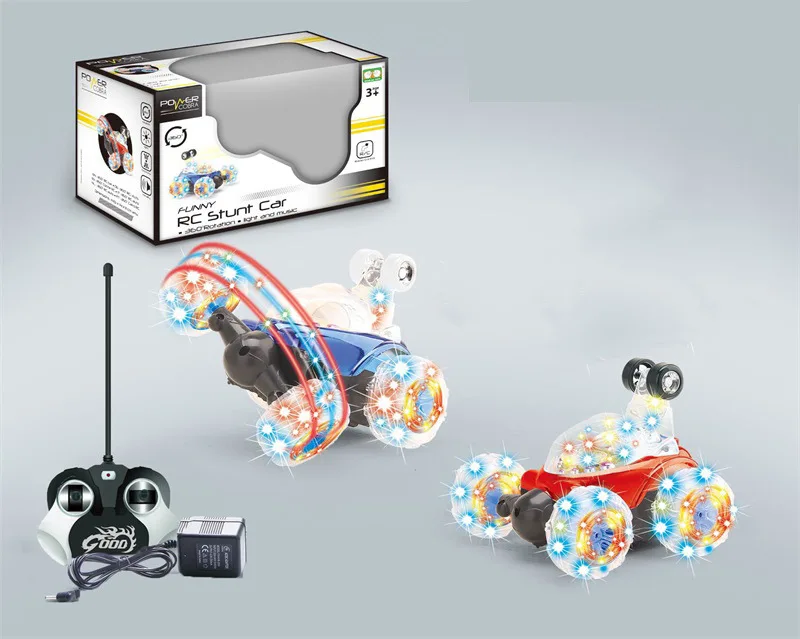 

360-Degree Rotating Stunt Dumpers Light Music Electric Remote Control Car CHILDREN'S Toy Car Stall Night Market Hot Selling