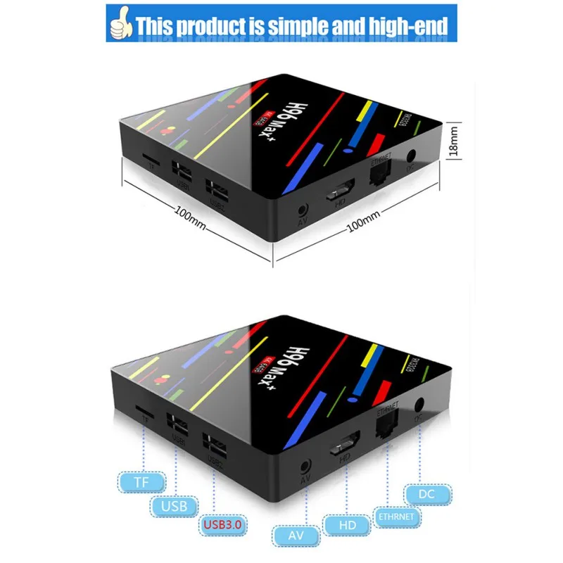 H96 MAX+ Smart HD ТВ приставка Android 9,0 ТВ приставка 4 Гб ОЗУ 32 ГБ/64 Гб ПЗУ Rockchip RK3328 4 к H.265 USB3.0 2,4 ГГц WiFi IP ТВ приставка