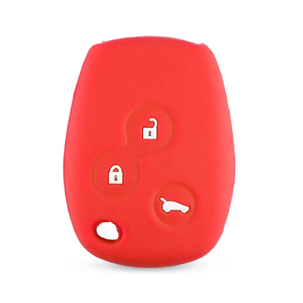 KEYYOU 10x силиконовый чехол для ключей автомобиля с 3 кнопками для Renault Clio Scenic Megane Duster Sandero Twingo Modus - Название цвета: Красный
