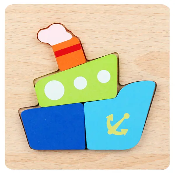 3D головоломки картонные животные деревянные игрушки-паззлы для детей развивающий подарок головоломки детские дошкольные учебные принадлежности дропшиппинг - Цвет: Ship