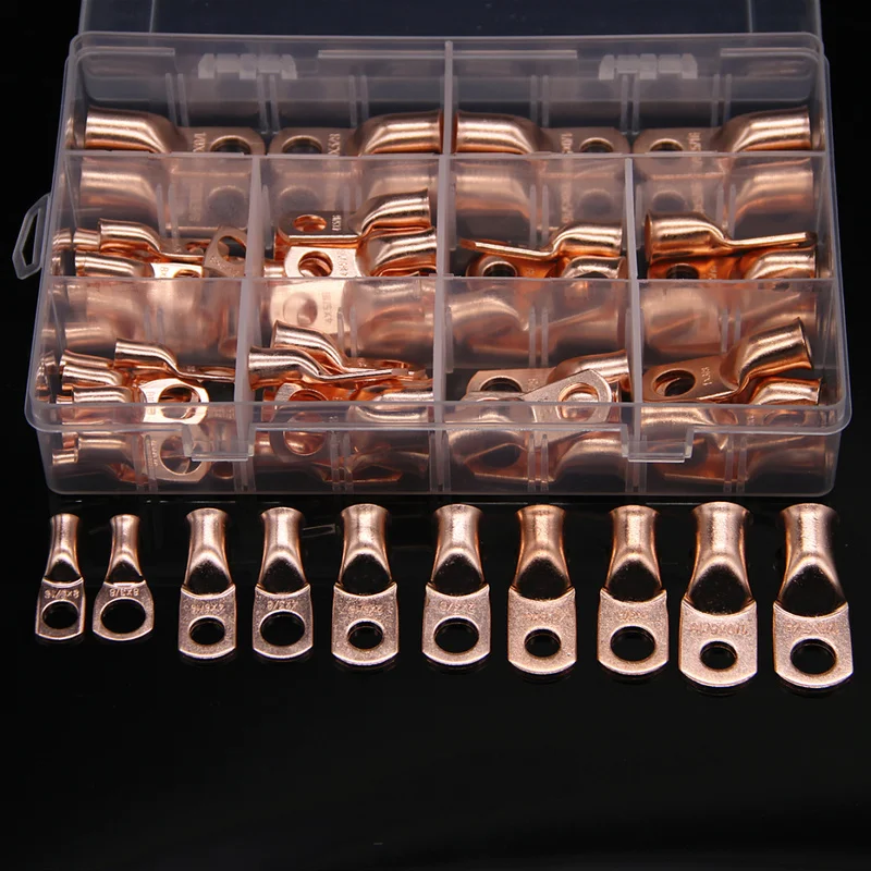 70 шт. ассортимент провода кольцо голая медь 1/0 AWG Калибр 3/8 "Разъемы