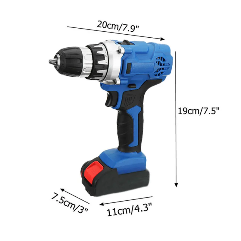 

100-240V AC Electric Cordless Drill Screwdriver LED High/Low 2-Speed Tool Set