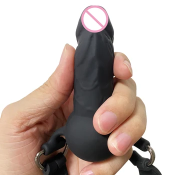 Dildo Gag Adjustable Silicone Lockable Ball for BDSM Games Penis Mouth Gag SM Cock Adult Sex Toys Harness Bondage Restraints 5