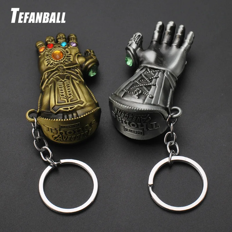 

Marvel Avengers 4 Thanos glove Gauntlet Keychain Anime Key Ring For Chaveiro Key chain Audi Jewelry porte clef Car ornaments