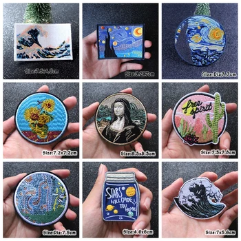 

Nicediy Cheap Selling Patches Van Gogh Iron On Embroidered Patches For Clothes landscape Sticker Applique For Jeans Sew On Badge