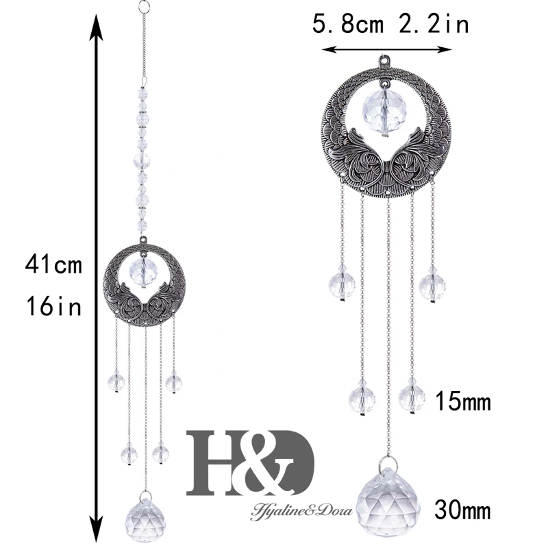 H&D Hanging Crystals Ornament Sun Catcher with Chain 6 Pack Glass Beads  Ball Prisms Pendant Rainbow