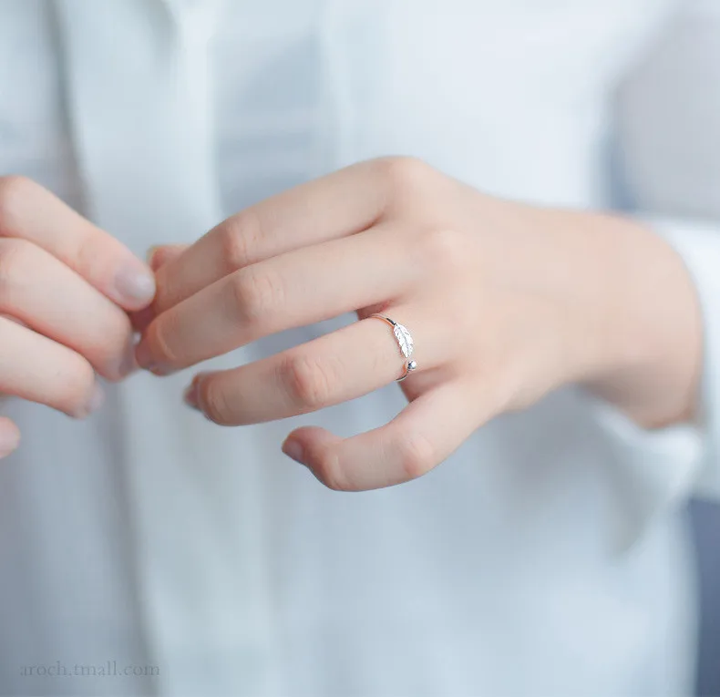 Мода перо регулируемые кольца для женщин ювелирные изделия кольца из стерлингового серебра 925 для женщин обручальное кольцо свадебное предобручальное кольцо подарок