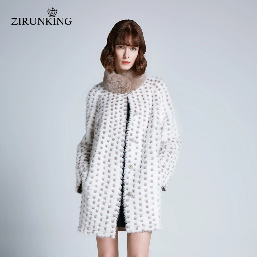ZIRUNKING новое пальто из натурального меха норки для женщин, модная норка, меховые куртки, пальто, женский воротник-стойка, зимняя верхняя одежда с мехом, ZC1908