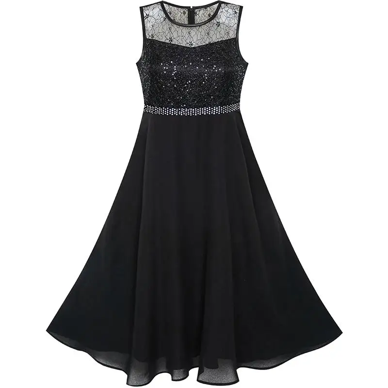 

Flower Girl Dress Rhinestone Chiffon Bridesmaid Dance Ball Maxi Gown 2018 Summer Princess Wedding Party Size 6-14