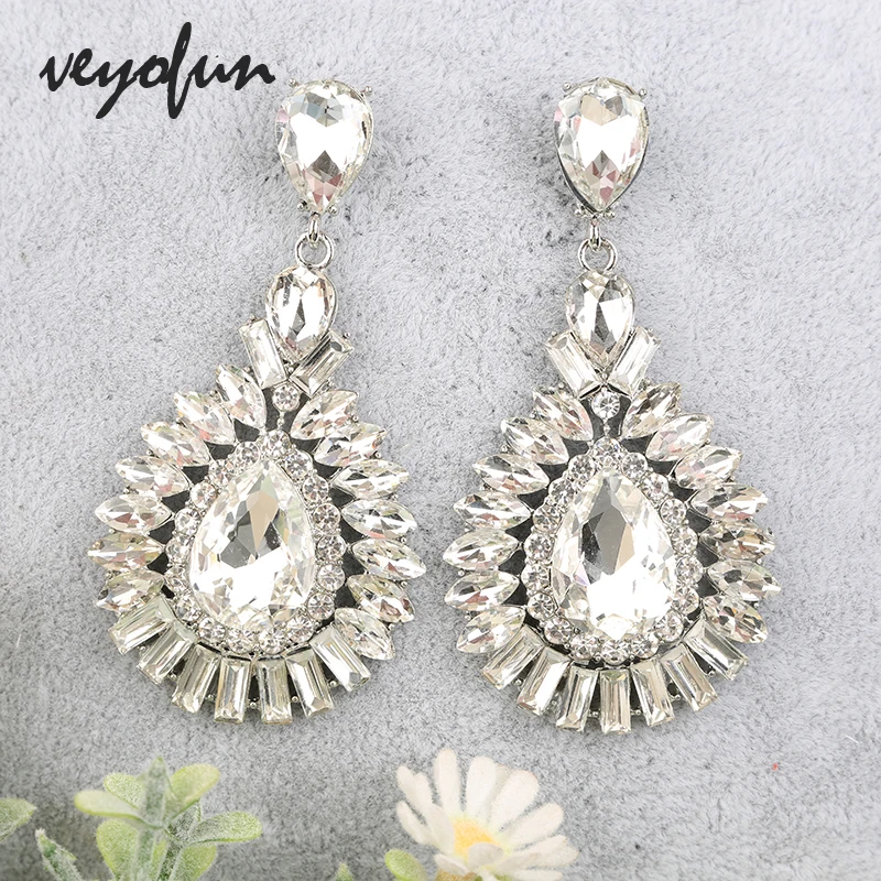 Veyofun Classic Crystal Drop Earrings Hyperbole Bridal Dangle Earrings Fashion Jewelry for Women Gift New