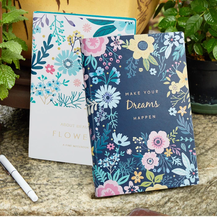 

PU Leather Flowers A5 Diary Organizer Agenda 21*15cm Blank Study Notebook Notepad School Student Stationery Supplies
