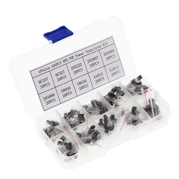 

BC337 BC327 2N2222 2N2907 2N3904 2N3906 S8050 S8550 A1015 C1815 10Values*20pcs=200/set Transistors Box Pack Transistor kit TO-92
