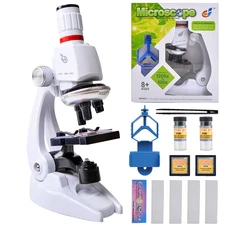 Microscope Kit Lab LED 100X-400X-1200X Home School Science Educational Toy Gift Refined Biological Microscope For Kids