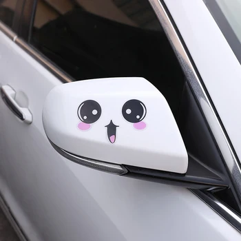 

1 pairs of Cute Universal Cartoon Expression Rearview Mirror Sticker to Cover Scratches Sticker Car Stickers