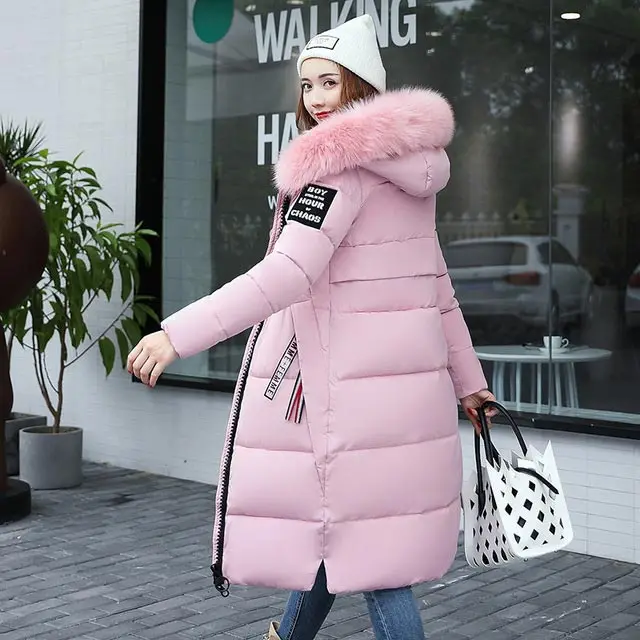 Зимняя женская куртка, высокое качество, женский пуховик,, длинный, тонкий, сплошной цвет, женские куртки, на молнии, с меховым воротником, женский пуховик