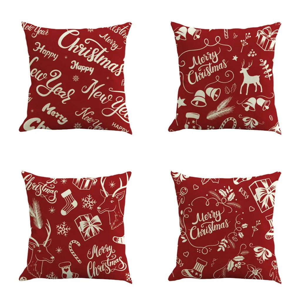 

Pillow case Christmas Theme Printed Pillow Case Cotton Linen Throw Pillow Case Cushion Cover Home Sofa Decor cojines decorativos