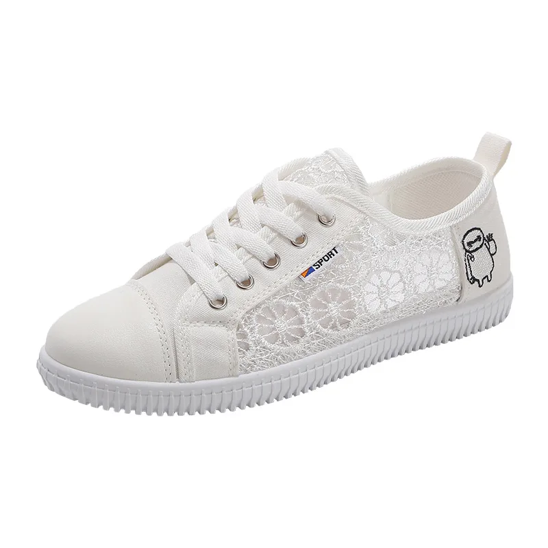 Sports Shoes Women Breathable Sneakers White Lace Shoes For Basket Femme Ultralight Woman Vulcanize Casual Sneaker B1460