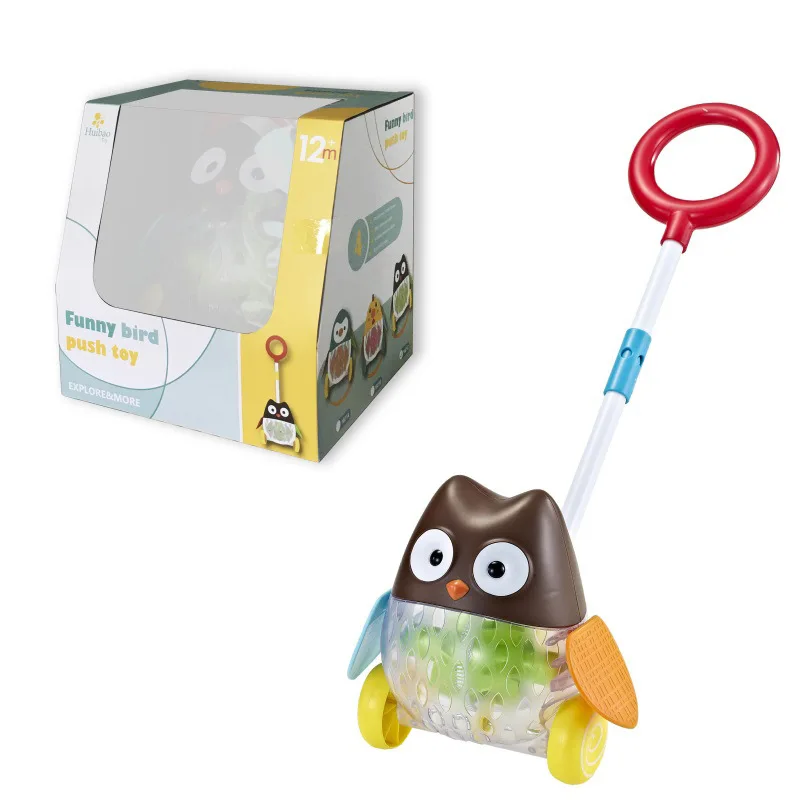 

Baby Toddler Cart Hand Push Airplane CHILDREN'S Toy Cartoon Owl Pushing Music with Bell Douyin Toy