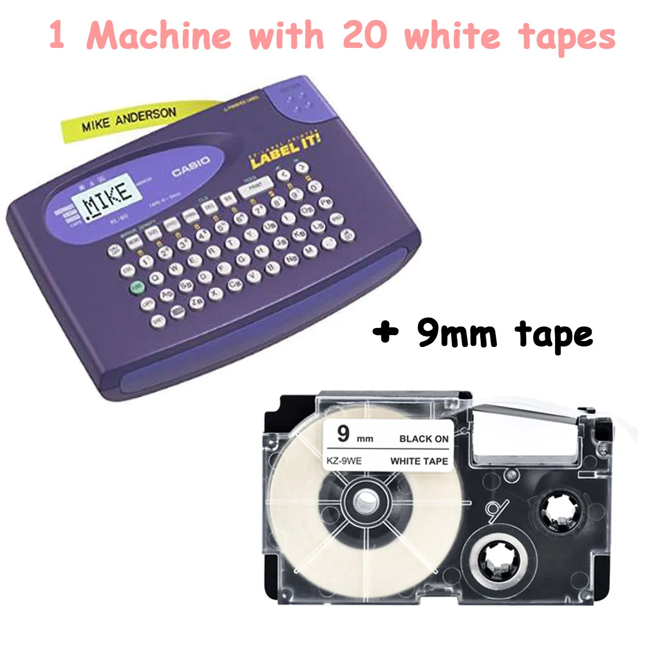 add 20pcs XR-9WE KL-60-L KL-60L casio Портативный английский машина ярлыка, костюм для детей 6/9/12 мм casio для маркировки ленты XR-12WE XR-9WE XR-12YW - Цвет: add 20pcs XR-9WE
