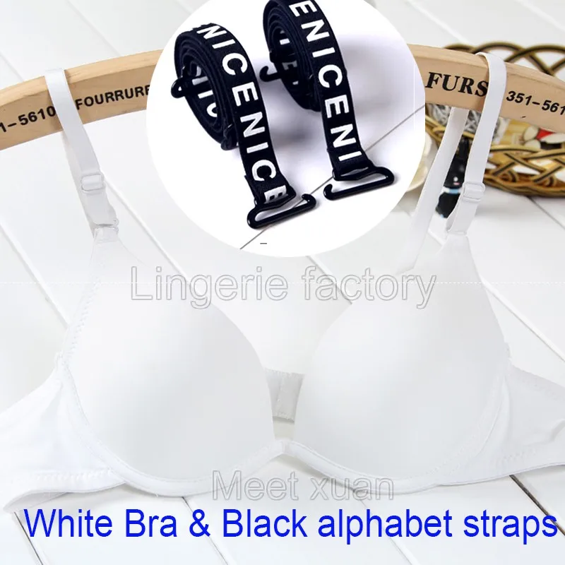 White n Black straps Сексуальные бюстгальтеры для женщин, браслет femme, пуш-ап, бюстгальтеры на бретельках, Заводская, чашка - Color: White n Black straps