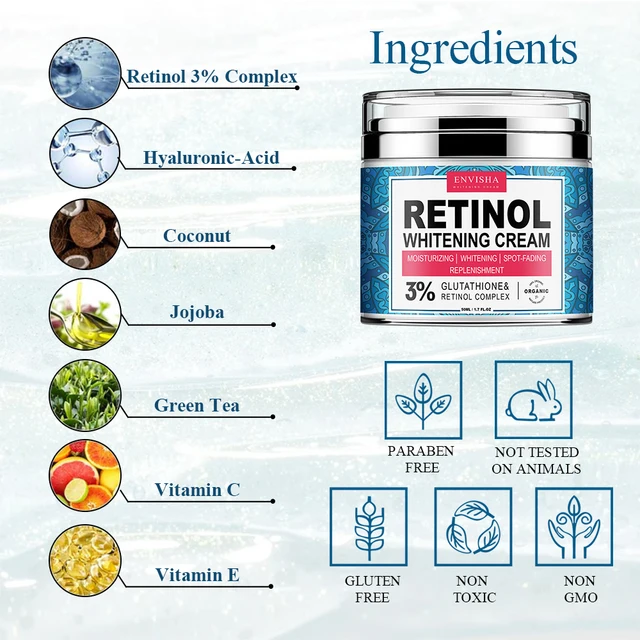 Envisha Nyaki Retinol Arckrém-Vitamin-Kollagén Fehérítő Ráncellenes Öregedő Hidratáló Bőrápolás Hialuronsav Fehérítés - Image 3