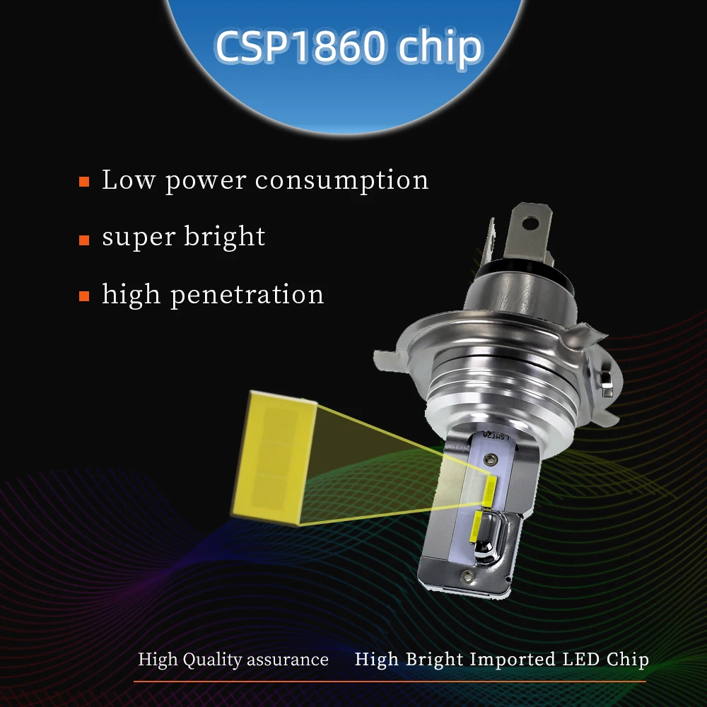 YM E-Bright светодиодный csp мотоциклетный налобный фонарь H4 1860 M2A дальний/ближний свет светодиодный лампы 1500LM фара Алюминиевый самокат автоцикл 6500K