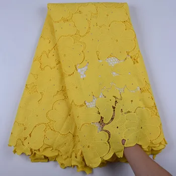 

Yellow African Laces Fabrics Embroidered Guipure Nigerian Cord Lace Fabric High Quality African French Net Lace Fabric Y1696