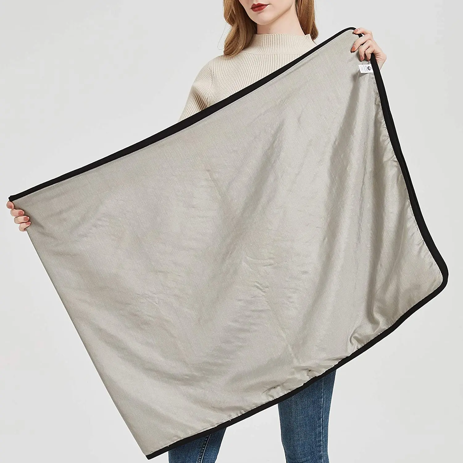 Protezione Emf Coperta Avvolgente Argento Poncho Avvolgente Emf Protezione Dalle Radiazioni Coperta Grande Gravidanza, 5G Anti-Radiazioni