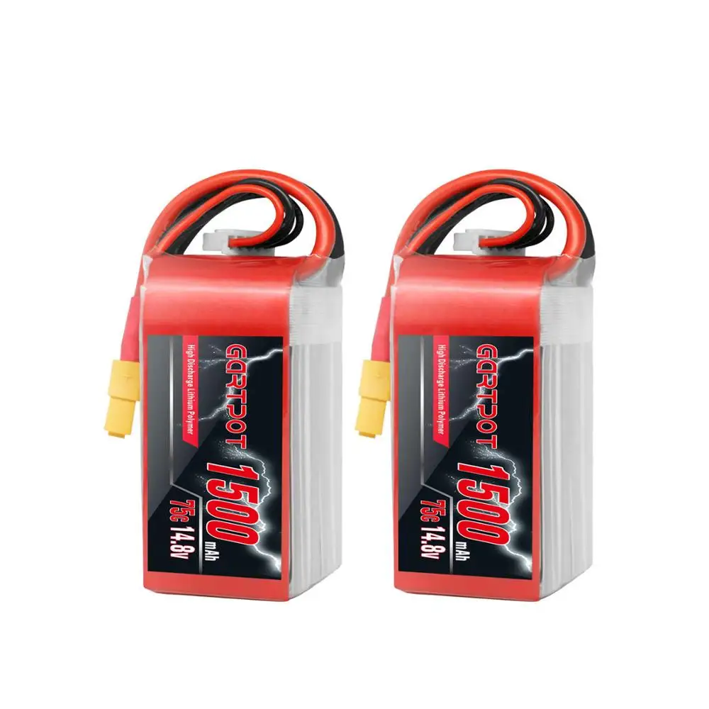 2 единицы GARTPOT 4S lipo батарея fpv 1500mAh 14,8 V Lipo батарея дроны аккумуляторная батарея 75C с XT60 для FPV вертолета - Цвет: 2 packs