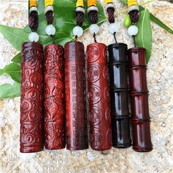 

Sandalwood Handmade Carving Electronic Blowing Cigarette Lighter Flameless Windproof USB Charging With Good Luck Rope Gifts