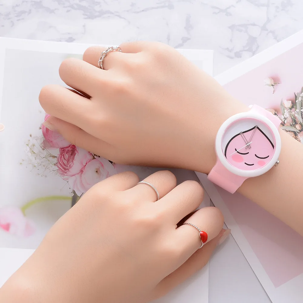 

Wechat Business Supply of Goods Cute Smiley Mirror Students Watch Korean-style Creative Cool Candy-Colored Silicone Watch