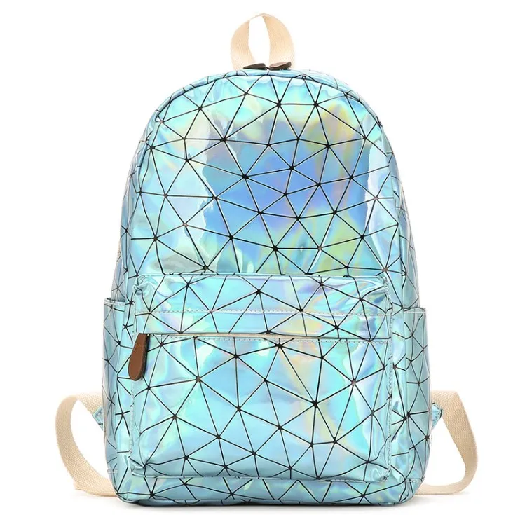 Большие дорожные сумки, лазерный рюкзак для женщин, мужчин, девочек, сумка из искусственной кожи, голографический рюкзак, школьные сумки для девочек-подростков, модная сумка - Цвет: Blue