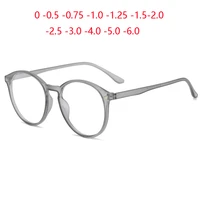Big Frame Oval Women Men Myopia Glasses Finished Retro Gray Frame Prescription Eyeglasses Female 0 -0.5 -0.75 -1.0 To -6.0 1