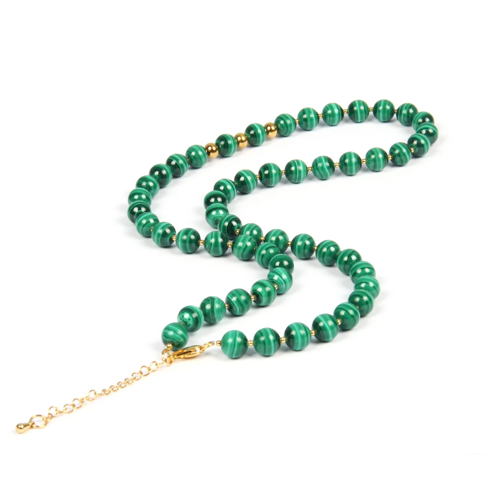 Ailatu Новые 8 мм натуральные А класс малахитовые бусины ожерелье для мужчин и женщин украшение с жемчугом наивысшего качества