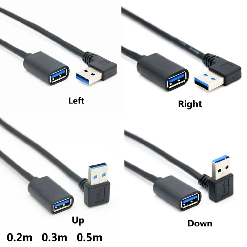 Удлинитель кабеля USB 3 0 A удлинитель с углом наклона 90 градусов 20 см 30 50 для быстрой