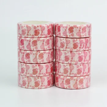 

10pcs/lot Decorative Pink Hearts Glitter Washi Tapes Paper DIY Scrapbooking Stickers Japanese Masking tape Wholesale Stationery