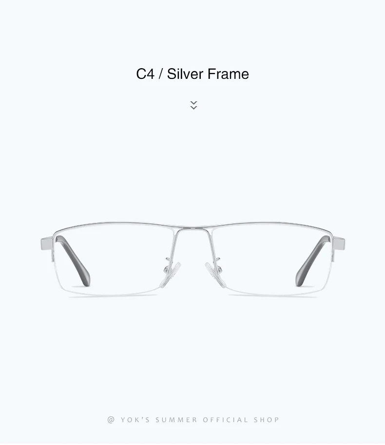 YOK'S прямоугольная полуоправа очки против голубого излучения мужские брендовые компьютерные бизнес очки металлическая оправа HN1250