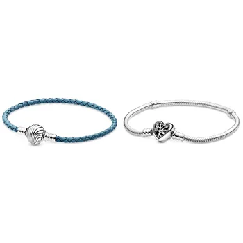 

925 Sterling Silver Charms Basic Bracelets With Moments Family Tree Heart Crystal Bracelet For Women Party Jewelry