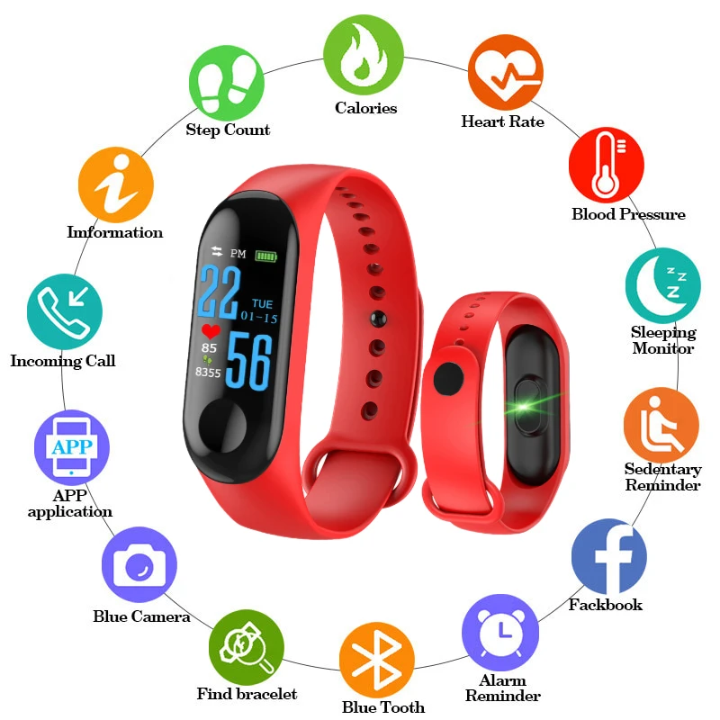 

M3 Pro Smart Watch 2020 for Women Men Blood Heart Rate Pressure Monitor Smart Wristband Smartwatch Sport Wristband Bracelet