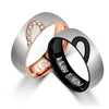 Bagues de couple en acier inoxydable pour hommes et femmes, coeur amoureux, or rose, noir, document, promesse de mariage, bijoux de fiançailles, livraison directe