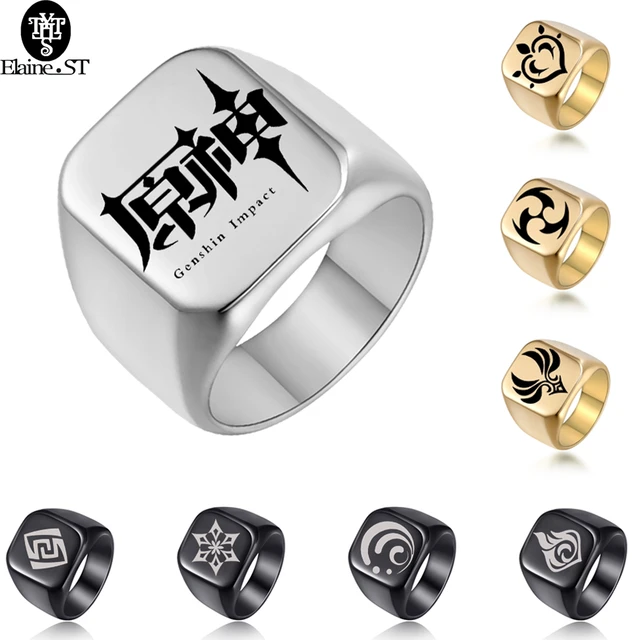 Jogo genshin anel de impacto anime cosplay anel olho de deus 7 elemento  luminoso ajustável abertura anéis feminino masculino jóias acessório -  AliExpress