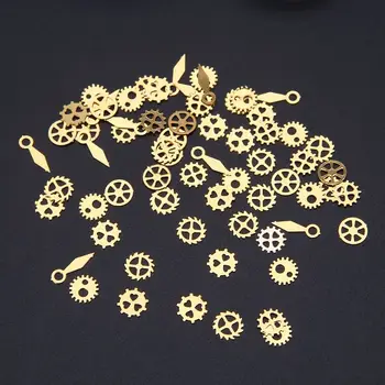 

60Pcs Mixed Steampunk Cogs Gears Clock Hand Charm UV Frame Resin Jewelry Filling