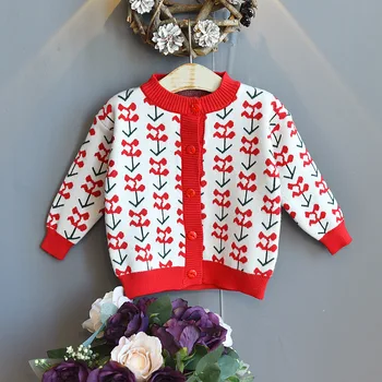 

baby girls clothes autum girls cherry Cardigan kids knitting coat red jacket for girl fairy girls winter Sweater infant menina