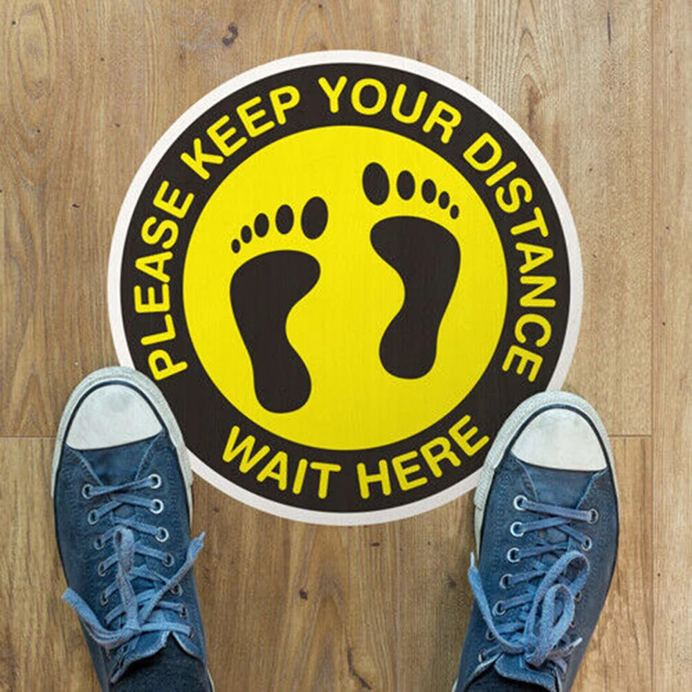 

5Pcs Vinyl Waterproof Please Keep Away Your Distance Social Distancing Floor Graphics Stickers For All Occasions Outdoors