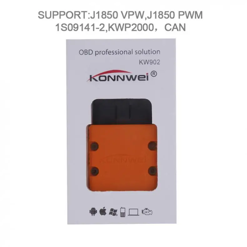 KW902 Bluetooth ELM327 16 Pin V1.5 чип OBD 2 Автомобильный сканер автомобильный диагностический инструмент диагностический сканер