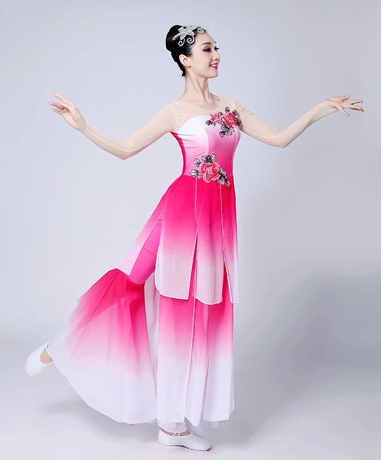 Китайский стиль Hanfu Классический взрослый танец Yangko одежда танцевальные костюмы костюм женский веер танцевальный костюм