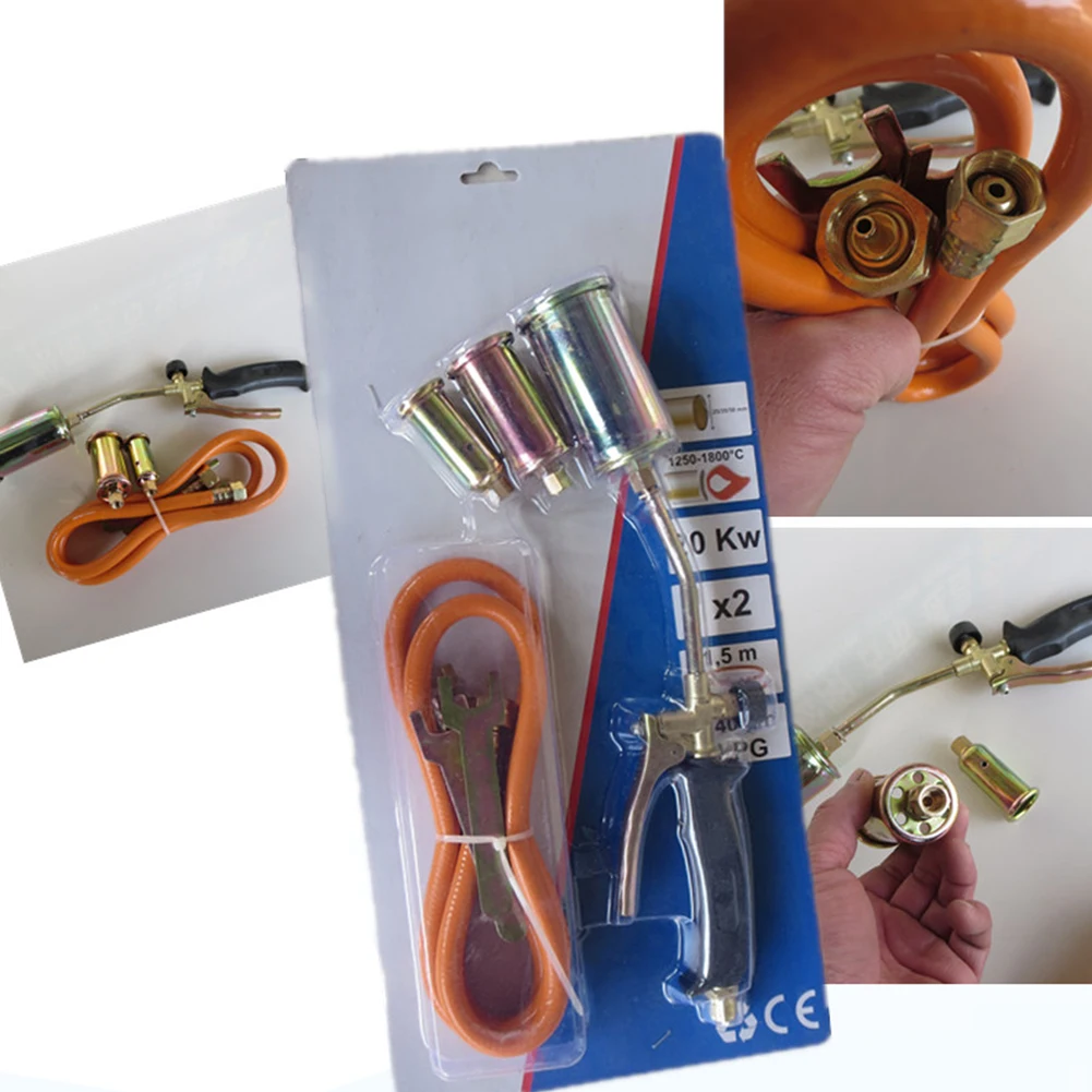 

Propane Torch Set Lawn Landscape Portable Outdoor Tools Flamethrower Ice Snow Melter Thawing Pipes Weed Burner 3 Nozzles Hand