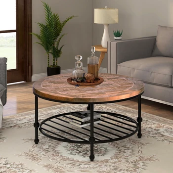 

Living Room Furnitures Round Wooden Coffee Table Modern Classical With Storage Shelf Size Table Coffee Table For Living Room