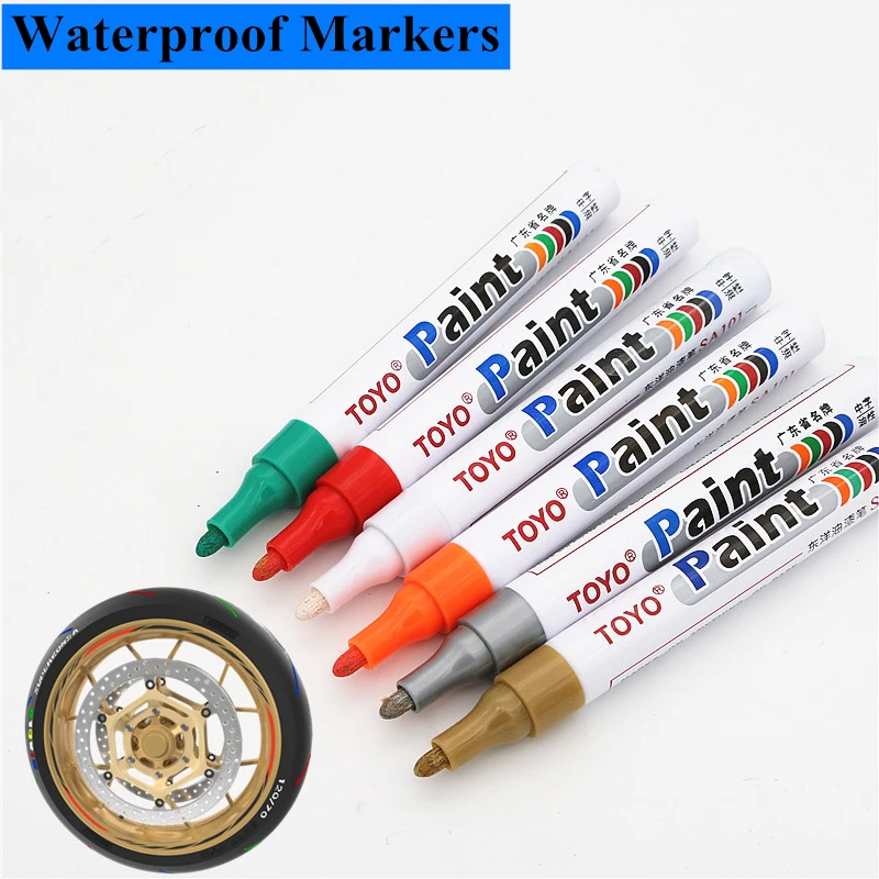 1pc waterproof color markers durable white markers pneumatic markers rubber fabric metal paint permanent face  paint marker pen 12 24 color fabric markers pens set permanent clothes textile marker fabric paint pen diy crafts t shirt pigment painting pen